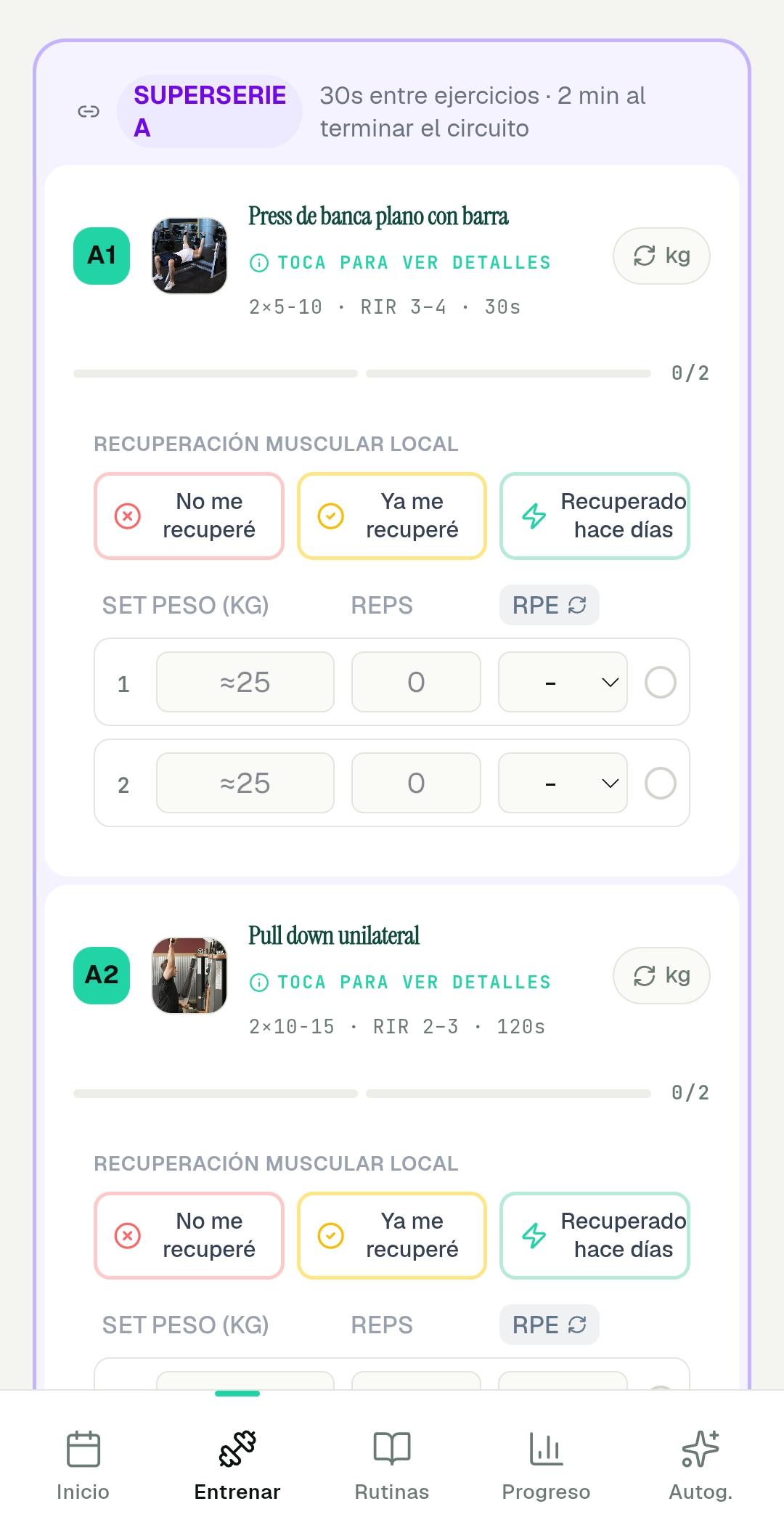 Nutfit app en Android